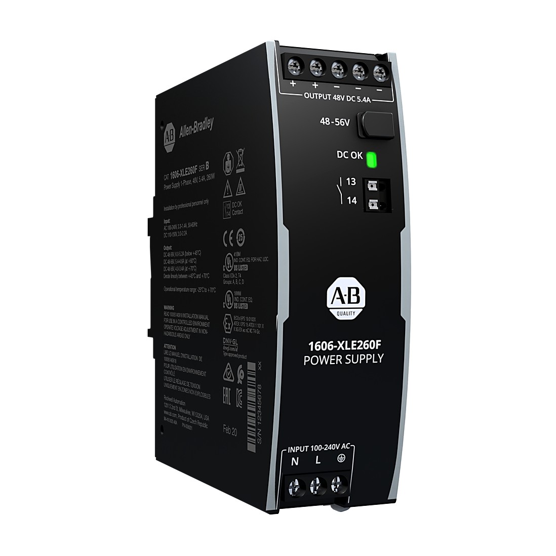 Allen-Bradley 1606-XLE260F XLE Power Supply 260W 48VDC 5.4A