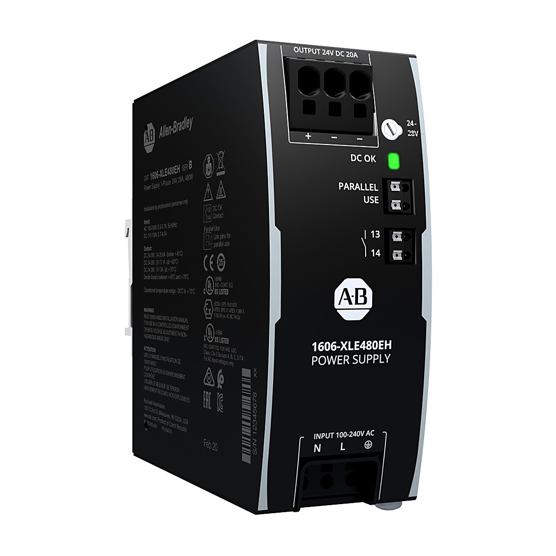 Allen-Bradley 1606-XLE480EH XLE Power Supply 480W 24VDC 20A
