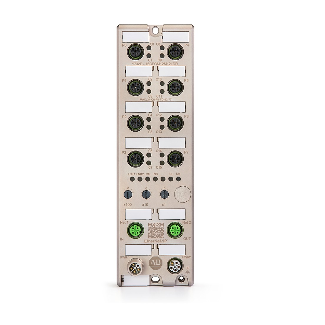 Allen-Bradley 1732E-16CFGM12M12LDR Armorblock, Ethernet, 16 DIO, M12 L PWR