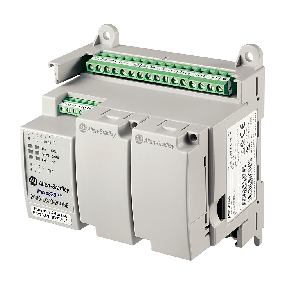 Allen-Bradley 2080-L20E-20QBBK Micro820 20 I/O ENet/IP Controller CC