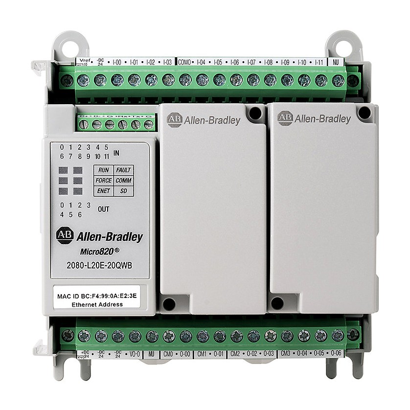 Allen-Bradley 2080-L20E-20QWBR Micro820 20 I/O ENet/IP Controller w/RTB