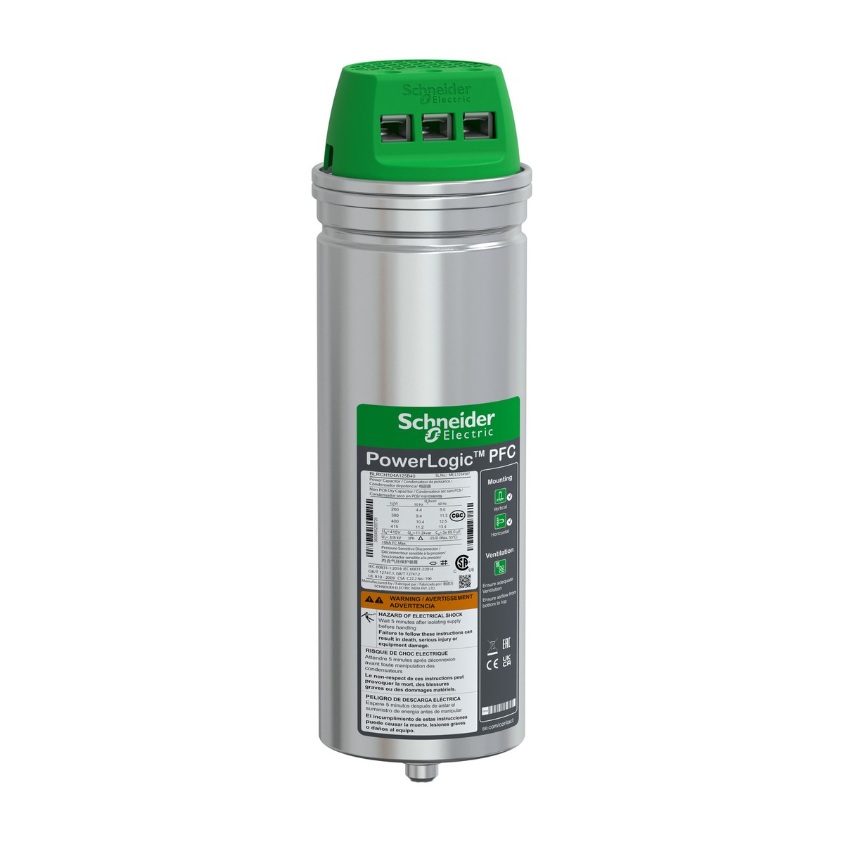 Schneider Electric BLRCH104A125B40 — VarPlus Can HDuty Capacitor 10.4/12.5 kvar 400 V