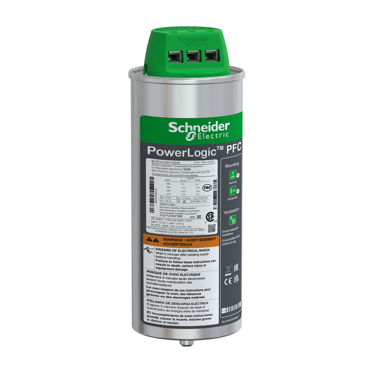 Schneider Electric BLRCH125A150B40 — PowerLogic PFC Capacitor