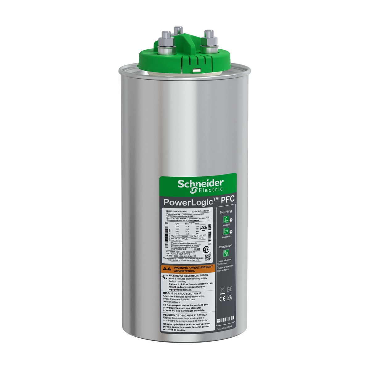 Schneider Electric BLRCH400A480B40 — Heavy duty capacitor 40/48 kvar 400 V 50/60Hz
