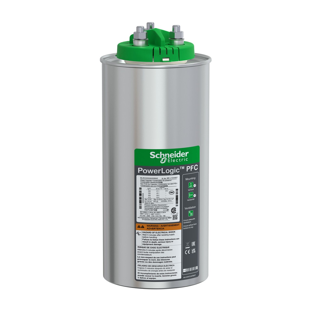 Schneider Electric BLRCH500A000B40 — Heavy Duty PowerLogic PFC Capacitor 50/0 kvar - 400 V