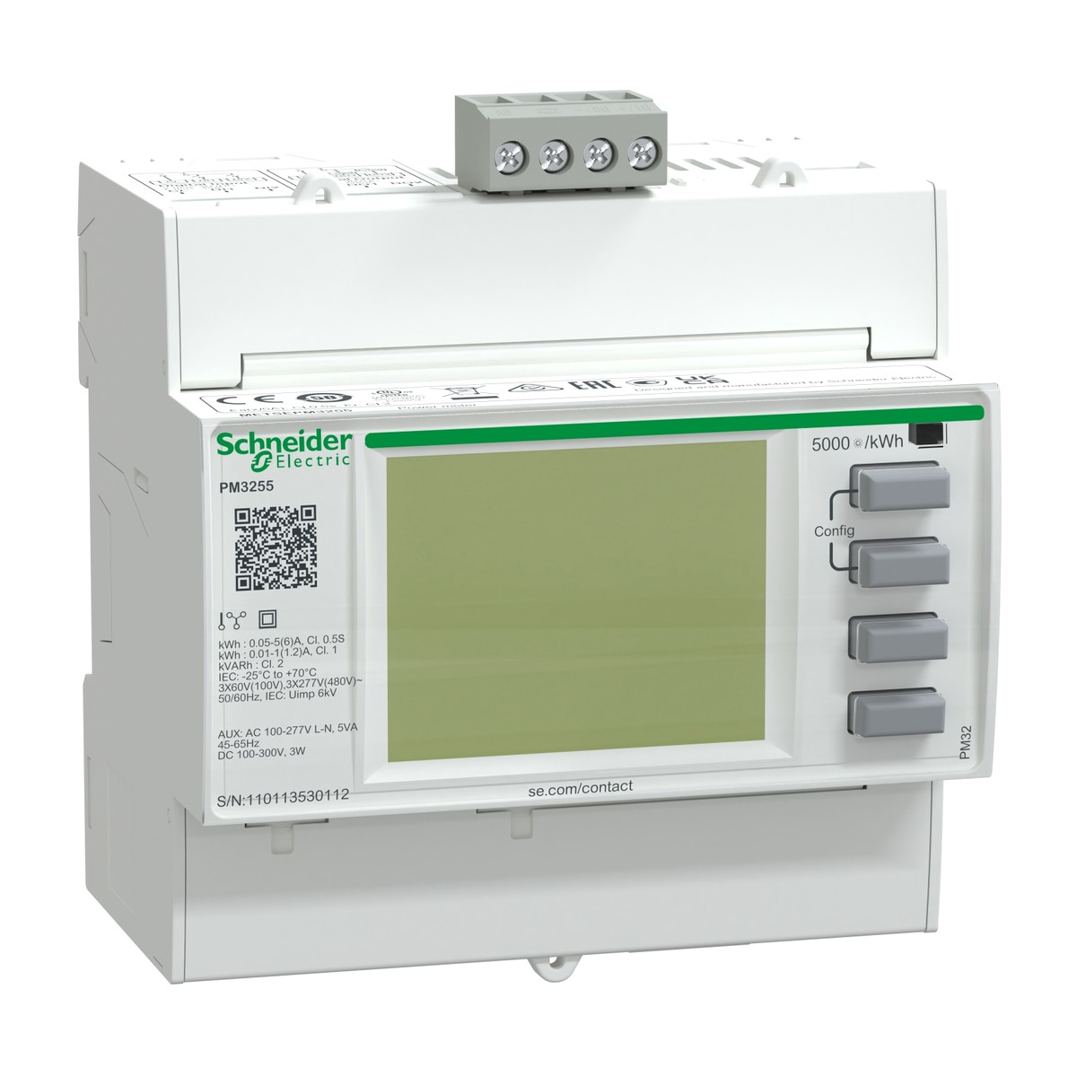 Schneider Electric METSEPM3255 — PM3255 power meter - 2 digital I - 2 digital O - RS485