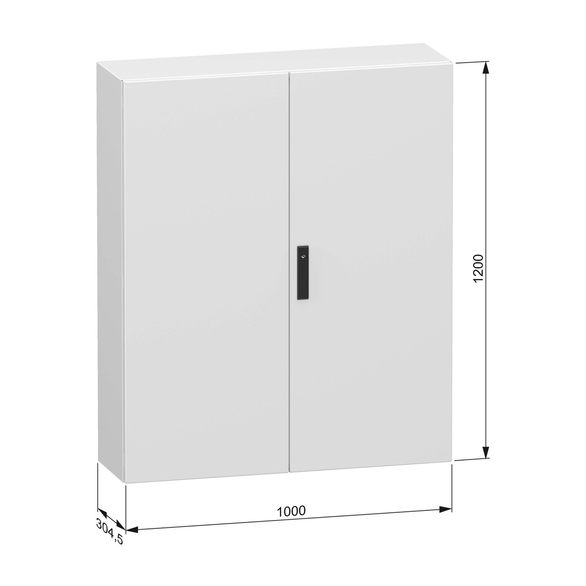 Schneider Electric NSYCRN1210300D — PanelSeT CRN compact enclosure, double plain steel door, 1200x1000x300mm, IP55