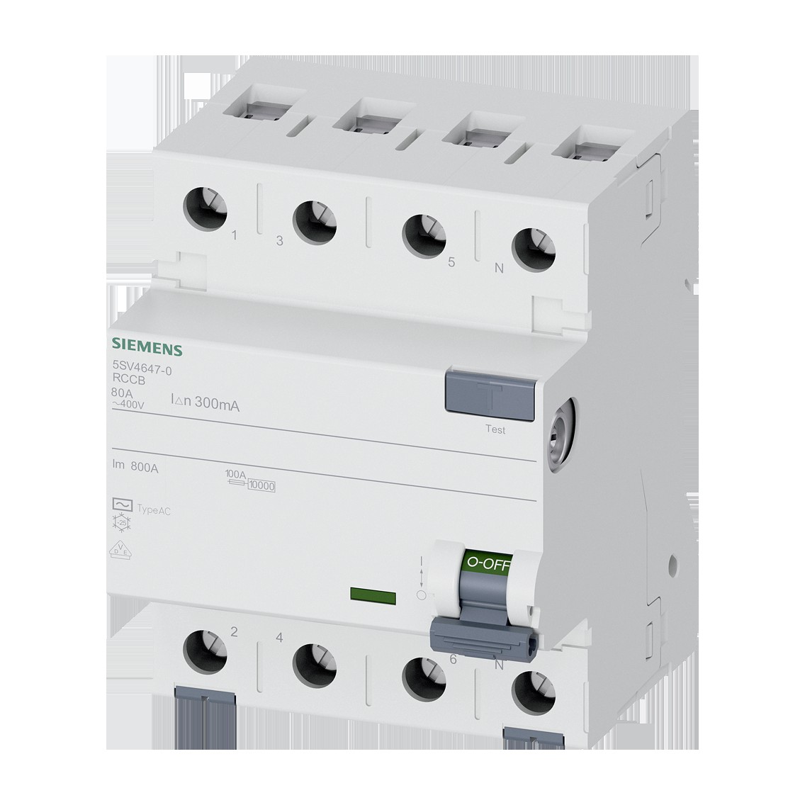 Siemens 5SV4647-0 — Residual Current Circuit Breaker, 4-pole, Type AC