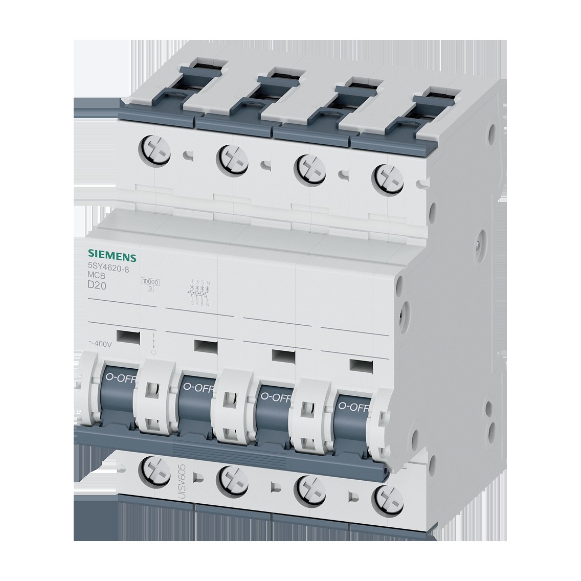 Siemens 5SY4620-8 5SY MCB 3+N-pole 20 A D-curve 10 kA